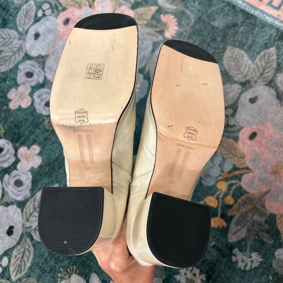 Miista Cass Boots 40 Cream White Patent Leather Block Heel Square Toe High Tall - Picture 3 of 16